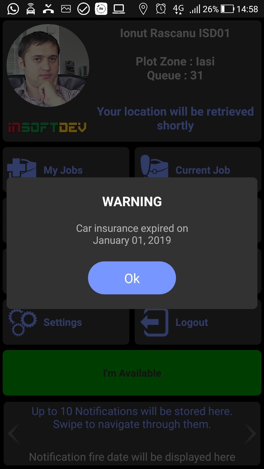 INSOFTDEV | Taxi Dispatch System | Driver Login