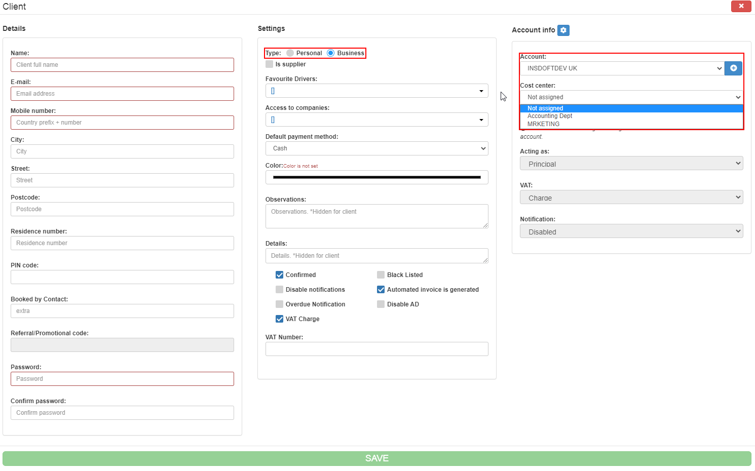 INSOFTDEV | Dispatch System | Business Accounts Management