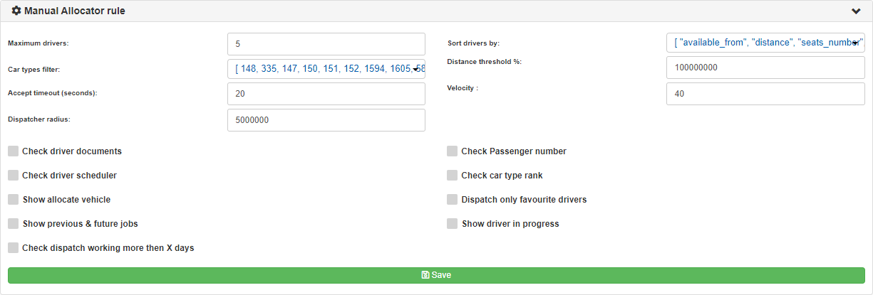 INSOFTDEV Dispatch Manual dispatching rules